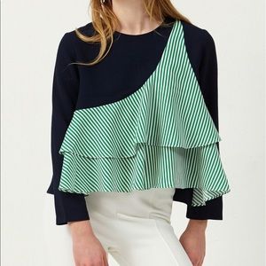 Storets Clara striped ruffle blouse